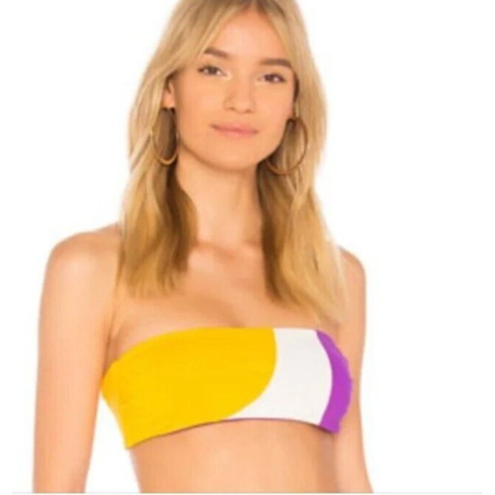 Mara Hoffman‎ Women's XS Abigail Bandeau Colorblock Multi Swim Top NWT UPF50+